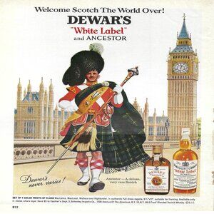1967 Dewars White Label And Ancestor Whiskey Vintage Magazine Print Ad/Poster